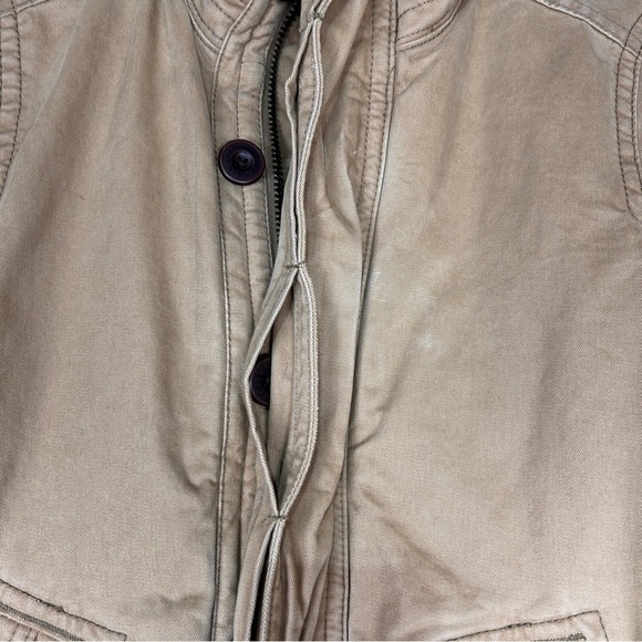 Abercrombie y2k khaki tan Sherpa fur bomber jacket small men women - Picture 5 of 9